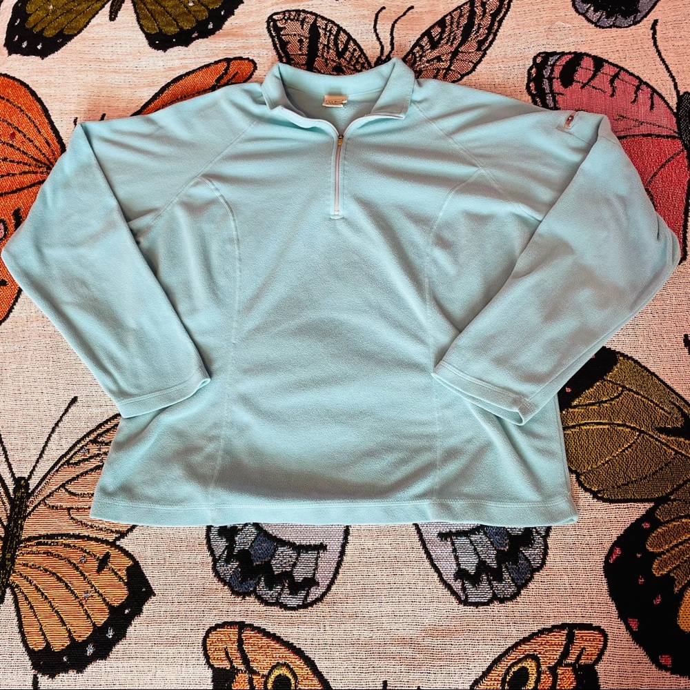 L.L. Bean Light Blue Fleece Quarter Zip Pullover L